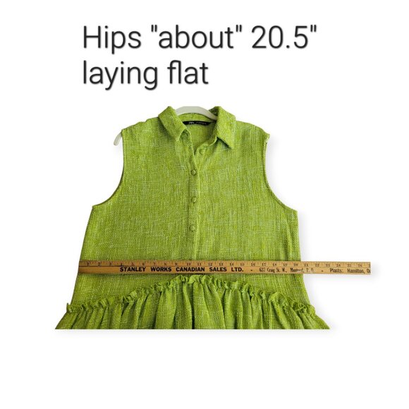 Zara Oversized Sleeveless Tweed Lime Collared Textured Minidress Size M - Picture 8 of 14